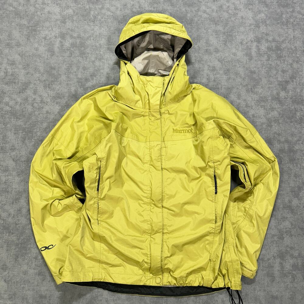 Marmot Womens PreCip Waterproof Rain Jacket Size Small Green Hooded Shell